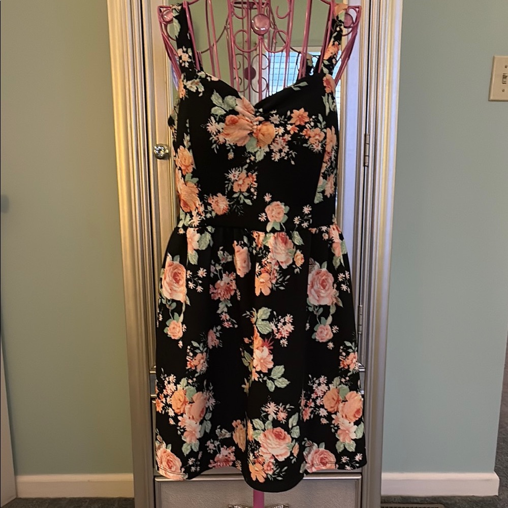 No Boundaries Black Floral Mini Dress
